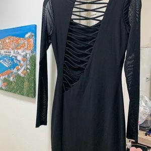 Black long sleeve mini dress